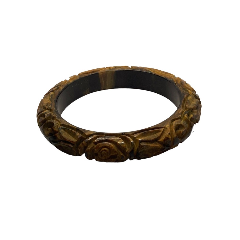 Vintage Super Rare End of the Day Carved Bakelite Bangle